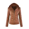 Women's Leather Faux Jacket Women 2023 Basic Coat Female Winter Motorcycle Suede PU Zipper Hoodies Outerwear 230418