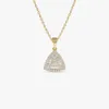 VLOVE Jewelri Corrente de ouro maciço 14K triângulo baguette colar de diamantes