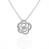 Collier avec pendentif en diamant Moissanite pour femmes, fleur ronde de 8Mm, bijoux en or blanc 10K, cadeau d'anniversaire pour la fête des mères