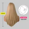 Pelucas sintéticas Rubio con flequillo para mujer Pelo largo ondulado Cosplay Lolita Fiesta Fibra natural resistente al calor Diario 230417