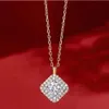 2022 Senaste designsmycken Set 14K AU750 Real Gold Solitaire Moissanite Diamonds Pendant Necklace For Women