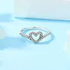 Bandringar 925 Sterling Silver Rings for Women Original Tiara Heart Bone Engagement Rose Gold Wedding Stacking Ring Crystals Smycken AA230417