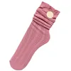 Women Socks 5 Par Hollow Out Dreable Mesh Crew Solid Color Flätat randigt mönster Vintage Elastic Loose Mid Tube 37JB