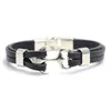 Strand Junwei Fashion Men's Leather Armband Gun Black Anchor Men smycken