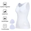 Midja mage shaper vadderad slitskomprimering camisole body woman control tank tops bantning s tränare korsett slim väst 230417