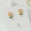 Stud Earrings Sweet Crystal Flower For Women 2023 Tiny Korean Earring Gilrs Earing Fashion Piercing Jewerly GiftStud