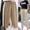 Damenhosen Capris Beige Hohe Taille Freizeithosen Frauen lose Frühling Herbst Damen koreanische dünne Haremshosen Mode Neun Hosen 3XL F279 230418