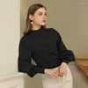 Women's Blouses dames damesblouse met een donzige mouw blauw elegant shirt oversized tops lange kaki voor vrouwen kantoorkleding