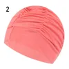 Swimming caps High Elastic Swimming Cap Men Women Free Size Solid Flowers Printed Long Hair Sports Swim Pool Hat Nylon Turban P230418nice