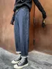 Kvinnors jeans Y2K Big Size Female Summer Thin Model 2023 Straight Daddy Pants Fat Mm Nine Points Haren 231117