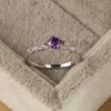 Band Rings 2022 luxe couleur argent violet Zircon bagues de fiançailles pour les femmes amoureux de la mode bague de mariage à la mode femmes bijoux accessoires AA230417