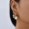 Stud Boho Multicolor Round Piercing Huggie Earrings Set for Women Girls Cute Heart Star Pendant Hoop Earring Jewelry 231118