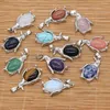 Pendant Necklaces 3D Penguin Natural Stone Amethyst Agate Metal Alloy Jewelry Making DIY Necklace Accessories Gift 24x34mm