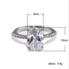 Bröllopsringar 2023 Luxury Oval Finger Ring Dazzling Brilliant Cz Stone Four Prong Seting Classic Anniversary Gift for Wifegirl Friend