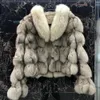 Женская зимняя теплая меховая куртка из искусственного меха из 100% натурального меха с меховым воротником, женская роскошная короткая меховая верхняя одежда, повседневная верхняя одежда 231117