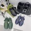 デザイナーサンダルゼリーサンダル透明スリッパ女性ダブル G サンダルフラットバックルゴム靴フリップフロップ NO367