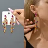 Stud Design Dangle Earrings For Women Girl Luxury Elegant Metal Hollow Chain Leaves Crystal Brincos Pendant Jewelry Ear Accessories 231117