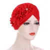 Femmes fleurs à volants Turban casquettes musulman élastique perles foulard Bonnet dames cheveux accessoires casquette indienne DE613