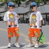 Set di abbigliamento Telecamere a cupola Moda estate adolescente ragazzo vestiti ragazzi per 4 6 8 10 12 14 anni hiphop coreano t-shirt casual pantaloncini 2 pezzi definiscono divertente abito da cartone animato