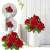 Fiori decorativi autunnali Mazzo artificiale all'aperto Rose finte Rose Home Party Wedding Decor Bouquet con stelo