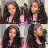 Cranberry Hair Loose Deep Wave Headband Wigs Peruvian Human Hair Wigs For Women Full Machine Made Headband Wig No Glue No Sew In230418