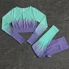 Conjunto de ioga feminino sem costura, 2/3/5 peças, roupa esportiva para treino, academia, fitness, manga comprida, top crop, cintura alta, leggings, trajes esportivos, conjuntos de ioga femininos