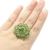 Klusterringar 33x33mm elegant 7.5 g grön peridot blå akvamarina kvinnor gåva datering verklig 925 solid sterling silver