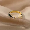 Bandringe Bunte Emaille-Ringe für Frauen, offen, verstellbar, Zirkonia, Fingerringe, Hochzeit, Verlobung, Paar, Schmuck, Geschenk, anillos mujer AA230417