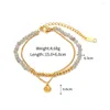 Strand 316L Acier Inoxydable Paillettes Pierre Facette Bracelet Pour Femmes Fille Tendance Chaînes Multicouches Non-fading Bijoux Cadeau Fête