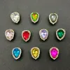 1pcs Heart-Shaped Gem Shoe Charms Bling Luxury Gem Emerald Croces Charm Metal Shoe Decoration for Clog Women Sandal Ornaments