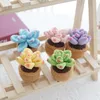 Decorative Flowers Artificial Hand Knitted Crochet Succulent Bonsai Fake Plant Potted Gifts Home Table Living Room Office Party Decoration