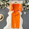 Casual Dresses Elegant Square Neck Short Sleeve Print Dress Chic Elegant Vestidos Autumn Women Fashion Ceremonial Dress 2024
