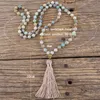 Moda bohemijska plemienna beżowa joga joga biżuteria Amazonite Stone Buddha Naszyjnik dla kobiet Lariat Naszyjniki modowe biżuteria biżuteria akcesoria biżuterii