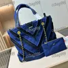 Denim Classique Portable Femmes Grand Sac Fourre-Tout V-Stick Rétro Matelassé Designer Sac À Bandoulière Avec Glands Cross Body Luxe Sac À Main Key Touch Valise Sacoche Fanny Pack