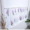Gordijn blauw paarse bloem borduurwerk korte schaduw keuken gordijnen half paneel gordijnen 100 50 cm