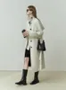 女性のウールブレンドFSLEシンプルな白い気質拡張春の女性トレンチコートシングル胸ジャケットベルトデザイン女性トレンチ231117