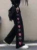 Damesbroek capris coole zwarte Koreaanse hartprintbroek schattig meisje Harajuku broek vrouwelijke streetwear zomer herfst mode gotische joggingbroek vrouwen 230417