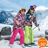 Ensembles de vêtements -30 degrés Ensemble de vêtements pour enfants garçons fille enfants combinaison de ski de snowboard Imperméable veste de sport de plein air pantalon vêtements habit de neige adolescent 230418