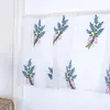Gordijn blauw paarse bloem borduurwerk korte schaduw keuken gordijnen half paneel gordijnen 100 50 cm