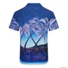 Designer Men's Casual Shirts Luxury Beach Shirt Casablanca Coconut Tree Scenery Cool Summer Relaxed Short Sleeve Shirt Men