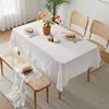 Table Cloth Nordic White Embroidery Cotton Tablecloth For Dining Kitchen Home Decor French Style Lace Coffee Tea Cover Mantel Mesa