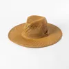 Boinas 202311-5219B Drop British Summer Paper Grass Hollow Out Sombrero de fieltro tejido a mano Hombres Mujeres Panama Jazz Hat