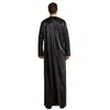 Ethnic Clothing Men Dishdasha Muslim Long Sleeve Dress Daffah Thobe Jubba Saudi Arab Thoub Kaftan Islam Robes Abaya Dubai Middle East