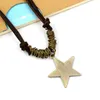 Retro koehide lederen metaal pentagram ketting charme hanger mannen en dames modelleer ketting punk sieraden