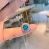 Chains Korean Sea Blue Gemstone Earrings Ring Necklace Three-piece Niche Exquisite 925 Sterling Silver Hypoallergenic Set Holiday Gift