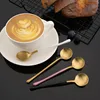 Set di stoviglie Cucchiaino da tè Acciaio inossidabile 18/10 Caffè Torta da dessert di alta qualità Cucchiai da frutta Strumenti per piccoli snack in oro