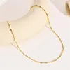 Ketten Kotik Einfache goldene Farbe Weibchen Link Choker Halskette Edelstahl Melonensamenkette für Frauen