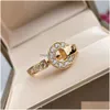 Band Rings Designer Ring Ladies Rope Knot Luxury With Diamonds Fashion Rings for Women Classic Jewelry 18K Gold Plated Rose Wedding Dr Dhdni
