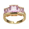 Bandringen Luxe Vrouwelijke Roze Kristallen Stenen Ring Geel Goud Kleur Bruiloft Grote Ringen Voor Vrouwen Vintage Bruid Vierkante Verlovingsring AA230417