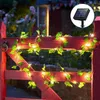 Decorative Flowers Rattan Sting Light No Withering Waterproof LED String Energy-Saving Solar Power Green Leaf Lamp Garland Supply